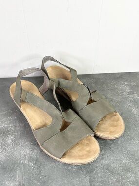 Rieker green tan espadrille wedge sandals size EU 38 US 7-7.5